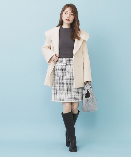 index（インデックス）の「ベルト付ビッグカラーミドルコート（チェスターコート・レディース・ナチュラル/ブラウン系その他/グレー系4/ネイビー・36/38/40）」の11枚目の写真