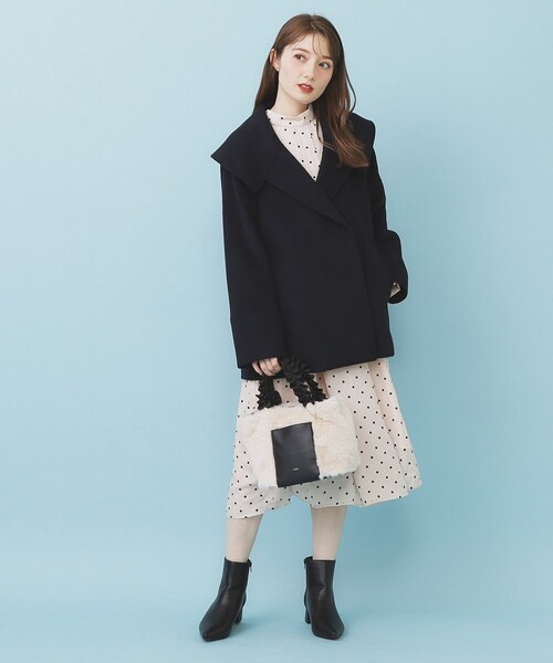 index（インデックス）の「ベルト付ビッグカラーミドルコート（チェスターコート・レディース・ナチュラル/ブラウン系その他/グレー系4/ネイビー・36/38/40）」の16枚目の写真