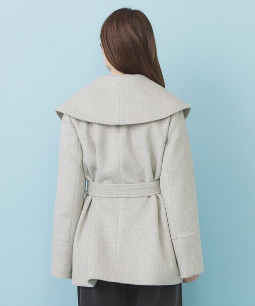 セール】ベルト付ビッグカラーミドルコート（チェスターコート