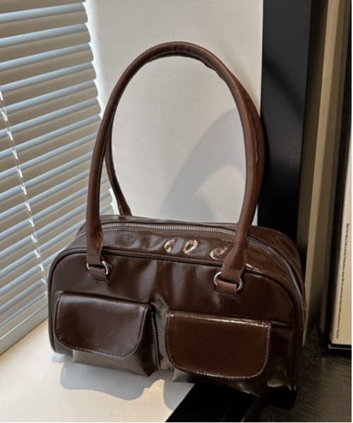 WEGO（ウィゴー）の「WEGO/マルチポケットワンショルダーフェイクレザーバッグ（ショルダーバッグ・レディース・ブラウン/レッド/ホワイト/ブラック・FREE）」の7枚目の写真