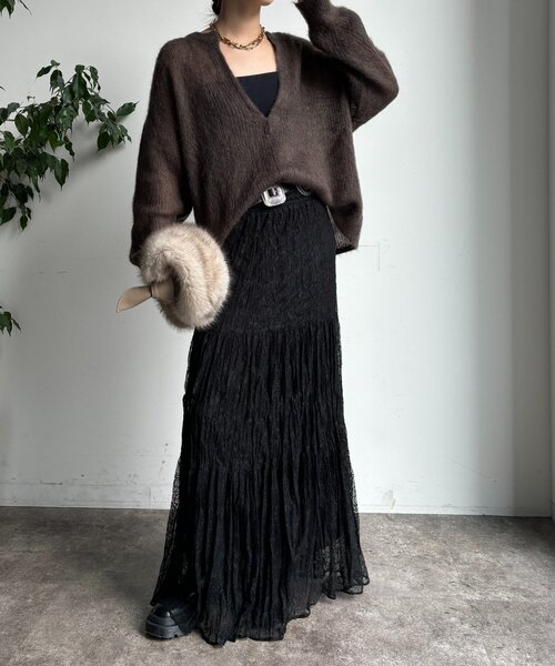 DouDou(ドゥドゥ)の「【新色追加】起毛モヘヤスキッパープルオーバー(ニット/セーター・レディース・ブルー系その他/ベージュ/ブラウン/イエロー/チャコールグレー・FREE)」の11枚目の写真