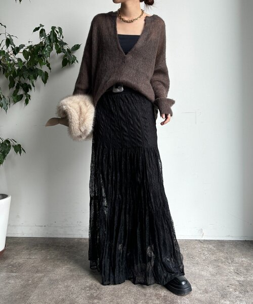 DouDou(ドゥドゥ)の「【新色追加】起毛モヘヤスキッパープルオーバー(ニット/セーター・レディース・ブルー系その他/ベージュ/ブラウン/イエロー/チャコールグレー・FREE)」の12枚目の写真