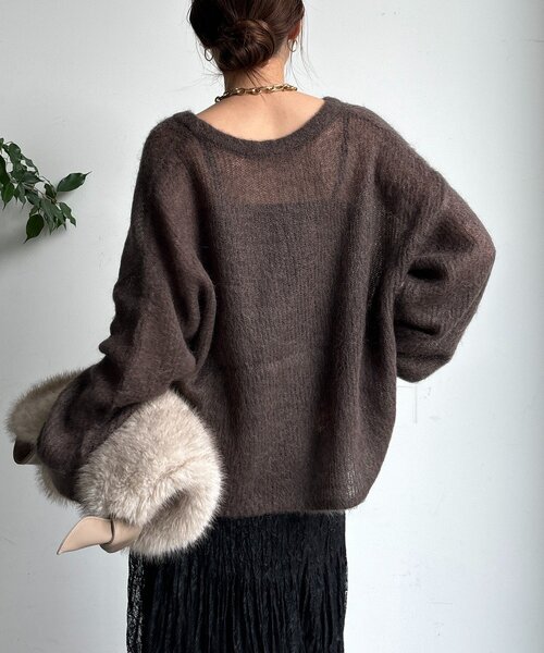 DouDou(ドゥドゥ)の「【新色追加】起毛モヘヤスキッパープルオーバー(ニット/セーター・レディース・ブルー系その他/ベージュ/ブラウン/イエロー/チャコールグレー・FREE)」の19枚目の写真