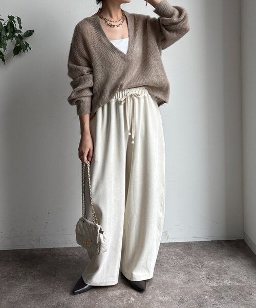 DouDou(ドゥドゥ)の「【新色追加】起毛モヘヤスキッパープルオーバー(ニット/セーター・レディース・ブルー系その他/ベージュ/ブラウン/イエロー/チャコールグレー・FREE)」の21枚目の写真