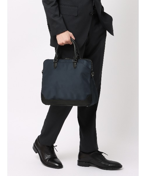 SUIT SQUARE（スーツスクエア）の「スリムブリーフケース 撥水 高密度ナイロン（ビジネスバッグ・メンズ・ネイビー系/ブラック系・F）」の2枚目の写真