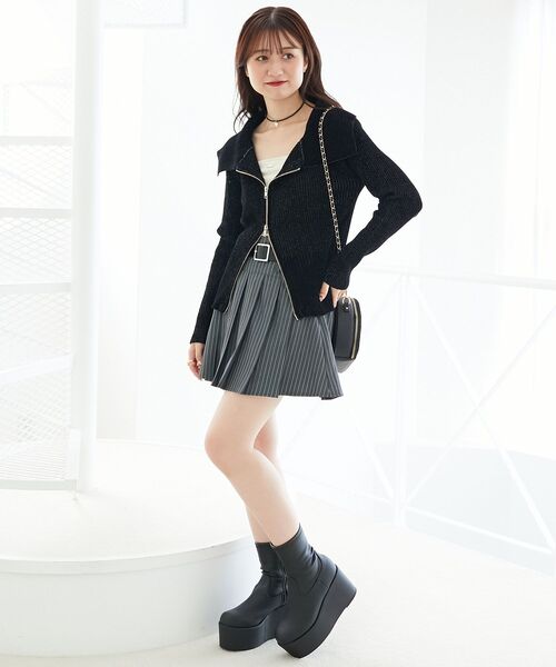 MAJESTIC LEGON(マジェスティックレゴン)の「キラキラモールダブルジップニット(ニット/セーター・レディース・アイボリー/ピンクベージュ/ブラック・MEDIUM)」の5枚目の写真