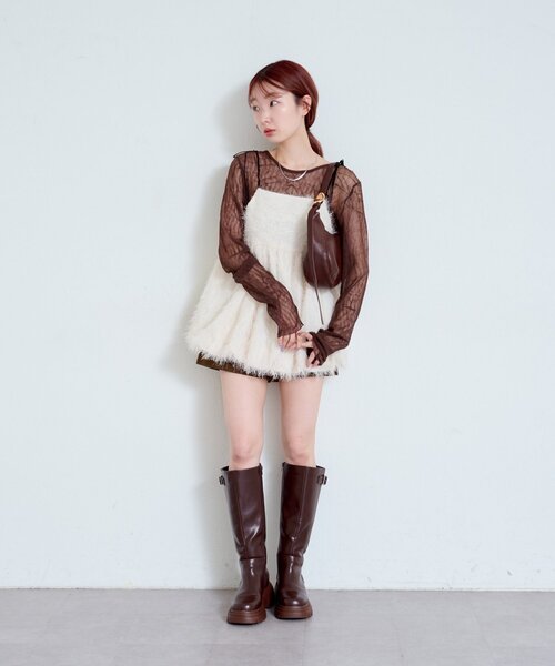 Kastane（カスタネ）の「ランダムチュールメローTEE（Tシャツ/カットソー・レディース・アイボリー/チャコールグレー/ブラウン・FREE）」の13枚目の写真