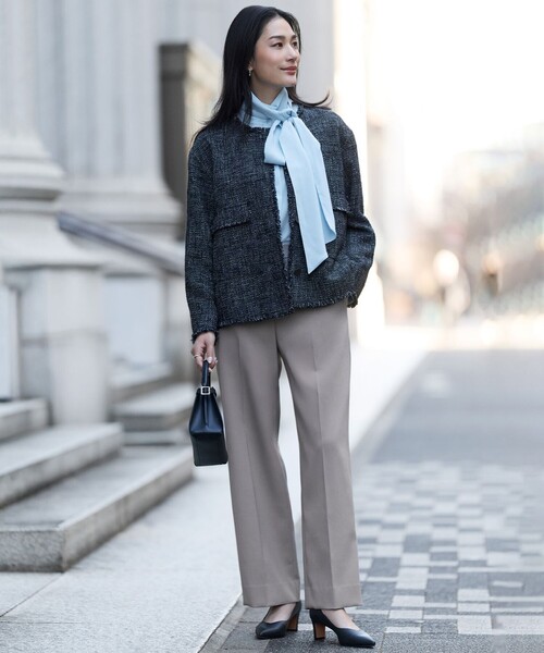 ライトブッチャーツイード ノーカラージャケット（ノーカラー