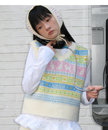 KITTY RONRON FAIR ISLE KNIT VEST IVORY
