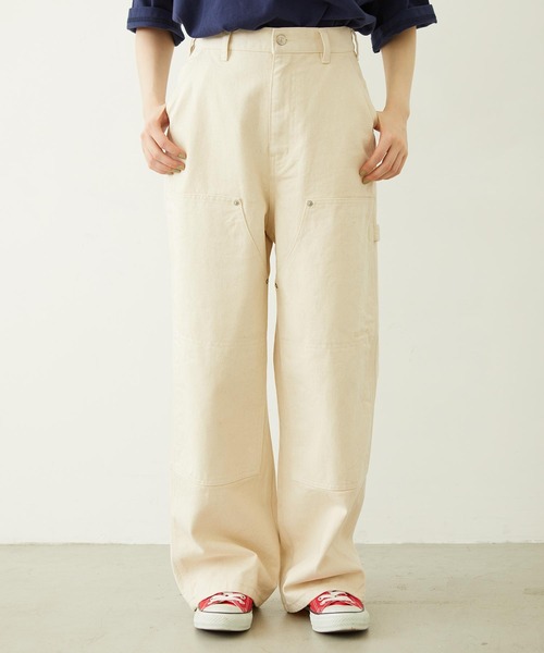 MILKFED.（ミルクフェド）の「DOUBLE KNEE PANTS（デニムパンツ・レディース・オフホワイト/ブラック/ライトブルー・S/M）」の2枚目の写真