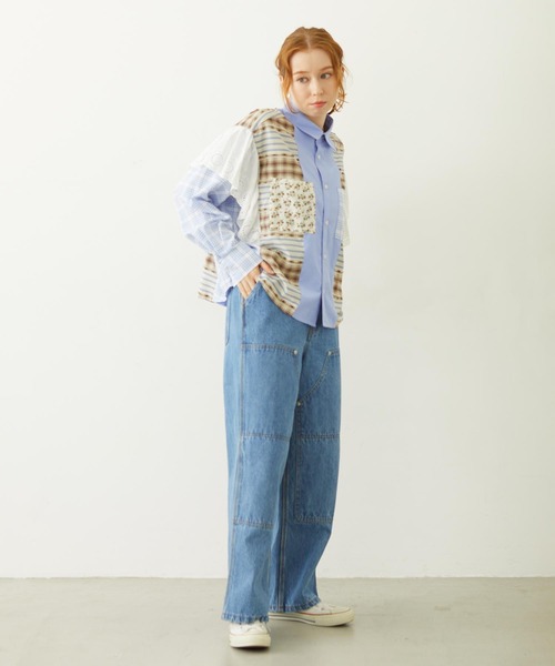 MILKFED.（ミルクフェド）の「DOUBLE KNEE PANTS（デニムパンツ・レディース・オフホワイト/ブラック/ライトブルー・S/M）」の4枚目の写真