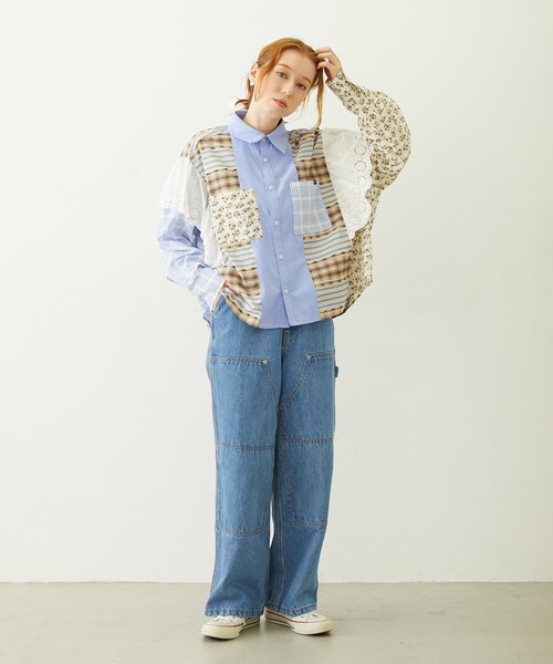 MILKFED.（ミルクフェド）の「DOUBLE KNEE PANTS（デニムパンツ・レディース・オフホワイト/ブラック/ライトブルー・S/M）」の6枚目の写真