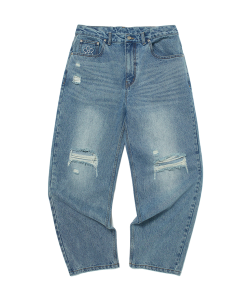 WKNDRS(ウィーキャンドース)の「FLORAL DENIM PANTS (L.DENIM)(デニムパンツ・レディース・その他・MEDIUM)」の1枚目の写真