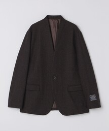 【極上品】メンズ ツイード ノーカラー ジャケット BLACK メンズのノーカラージャケット（ツイード）ファッション通販 - ZOZOTOWN