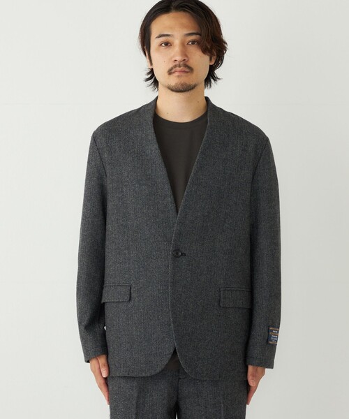 SHIPS Colors:T/W ツイード ノーカラー ジャケット(セットアップ対応