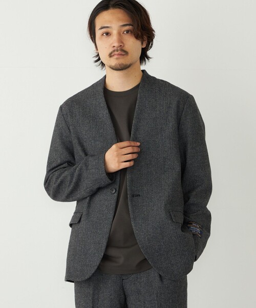 SHIPS Colors:T/W ツイード ノーカラー ジャケット(セットアップ対応