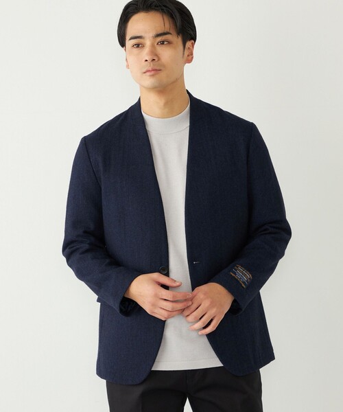 SHIPS Colors:T/W ツイード ノーカラー ジャケット(セットアップ対応