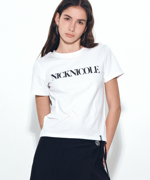 NICK&NICOLE(ニックアンドニコール)の「NICOLE DOT LETTERING SLIM TOP_WHITE(Tシャツ/カットソー・レディース・その他・FREE)」の4枚目の写真