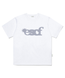 スプレッドタイポロゴプリントオーバーサイズ半袖Tシャツホワイト