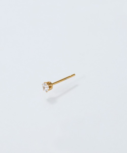 Phoebe(フィービィー)の「【金属アレルギー対応】一粒ピアス/サージカルステンレス/ユニセックス(ピアス(両耳用)・レディース・クリア/イエローゴールド・FREE)」の10枚目の写真