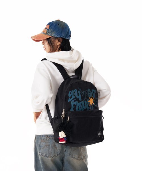 IUGAMAKARAS(イウガマカラス)の「Printed Twill Pocket Backpack (Black)(バックパック/リュック・メンズ・その他・FREE)」の4枚目の写真
