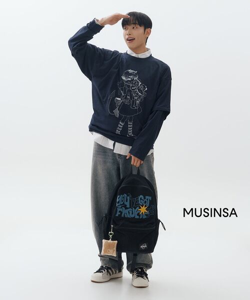 IUGAMAKARAS(イウガマカラス)の「Printed Twill Pocket Backpack (Black)(バックパック/リュック・メンズ・その他・FREE)」の6枚目の写真
