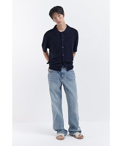 MUSINSA STANDARD（ムシンサスタンダード）の「ブークルカラー半袖カーディガン[ネイビー]（カーディガン/ボレロ・メンズ・その他・X-LARGE/XX-LARGE/LARGE/MEDIUM/SMALL）」の8枚目の写真