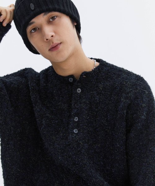 Клауд оверсайз худ — Henley neck knit (черный)