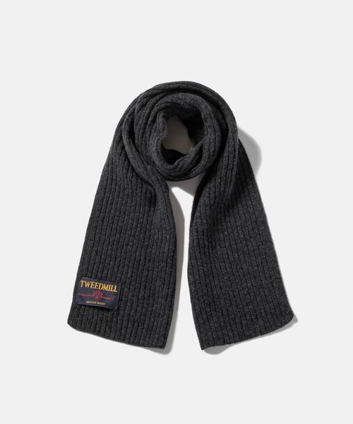 TWEED MILL(ツイードミル)の「TWEEDMILL Hinchliffe Lambswool Rib Scarf  ツイードミル ヒンチクリフ ラムウール リブ ストール(ストール/ショール・レディース・ライトベージュ/チャコール/ダークブラウン系1/ブラック・ONE SIZE)」の3枚目の写真