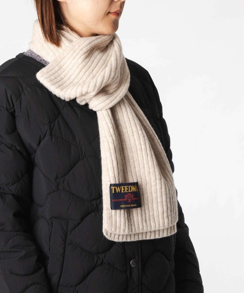 TWEED MILL(ツイードミル)の「TWEEDMILL Hinchliffe Lambswool Rib Scarf  ツイードミル ヒンチクリフ ラムウール リブ ストール(ストール/ショール・レディース・ライトベージュ/チャコール/ダークブラウン系1/ブラック・ONE SIZE)」の11枚目の写真