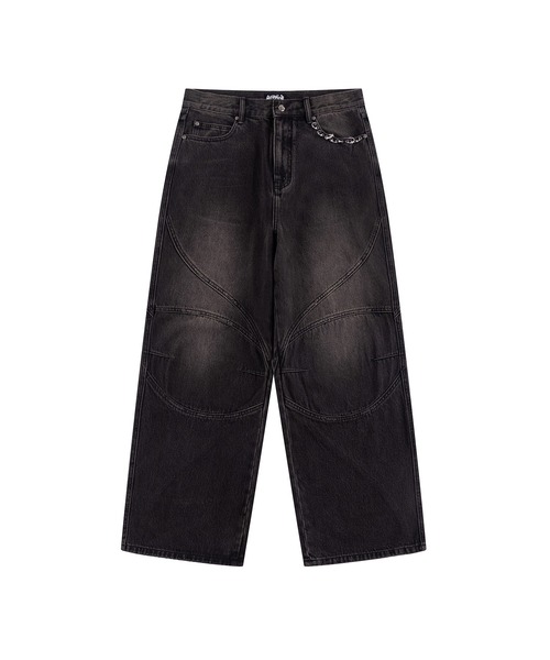 SUPPLIER(サプライヤー)の「デニム|Switching Pierced Baggy Jeans|SUPPLIER(デニムパンツ・メンズ・ブラック/ブルー・SMALL/MEDIUM/LARGE/X-LARGE)」の1枚目の写真