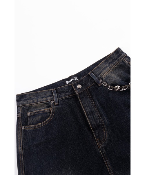 SUPPLIER(サプライヤー)の「デニム|Switching Pierced Baggy Jeans|SUPPLIER(デニムパンツ・メンズ・ブラック/ブルー・SMALL/MEDIUM/LARGE/X-LARGE)」の5枚目の写真
