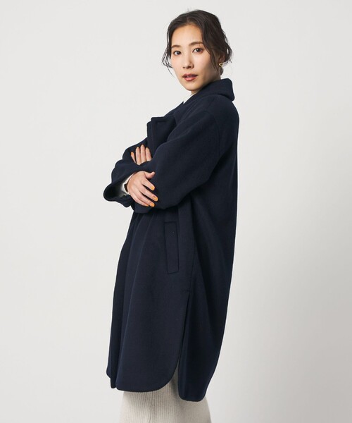 ユナイテッドアローズ　ウール ガウンコート ネイビー 中古】ユナイテッドアローズ UNITED ARROWS UBCE W ショールカラー