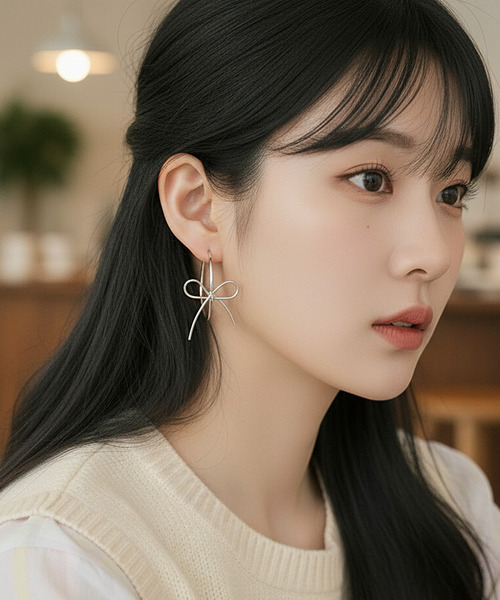 Burner(バーナー)の「【Sonu jewelry(ソヌジュエリー)】リボンモチーフ ワイドフープピアス oku-pier22-5【RBTS】(ピアス(両耳用)・レディース・シルバー・FREE)」の3枚目の写真