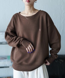 ボートネックカラフル刺繍スウェット