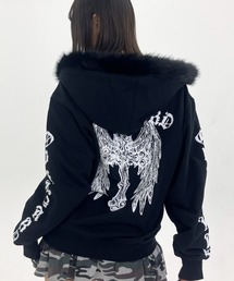 OY（オーワイ）の「『OY オーワイ』GOTHIC CROSS FAUX FUR HOODIE ZIP UP ゴシッククロス ファーフードパーカー（パーカー）」
