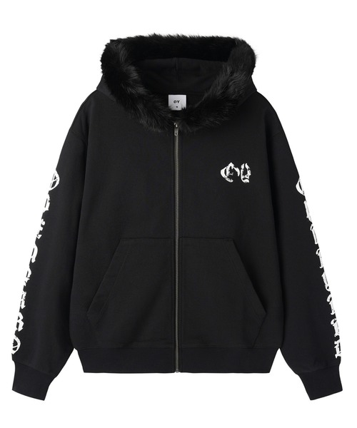 セール】『OY/オーワイ』GOTHIC CROSS FAUX FUR HOODIE ZIP UP