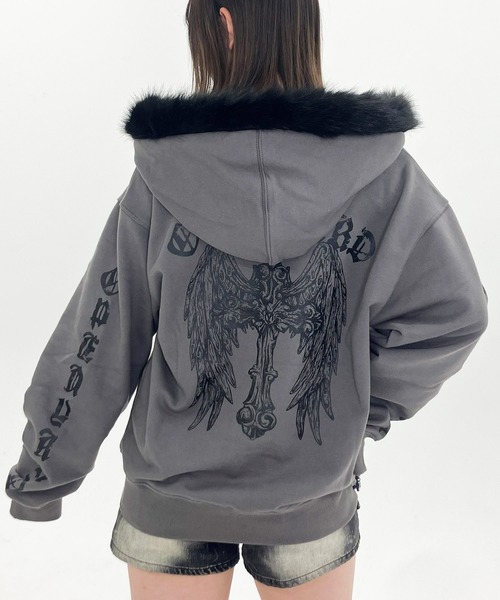 OY/オーワイ』GOTHIC CROSS FAUX FUR HOODIE ZIP UP/ゴシッククロス
