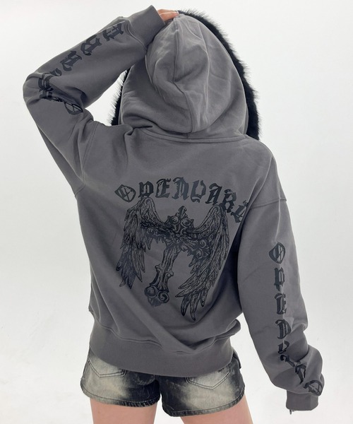 OY/オーワイ』GOTHIC CROSS FAUX FUR HOODIE ZIP UP/ゴシッククロス