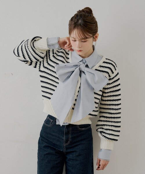 Chico（チコ）の「【SALON by Chico】リボン付きレースデザインシャツ（シャツ/ブラウス・レディース・ホワイト/ブルー/ブラウン系その他2・FREE）」の22枚目の写真