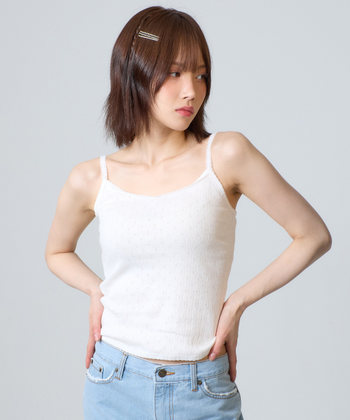 UNKNOWN PLANET（アンノウンプラネット）の「レースノースリーブトップス ホワイト（Tシャツ/カットソー・レディース・その他・FREE）」の2枚目の写真