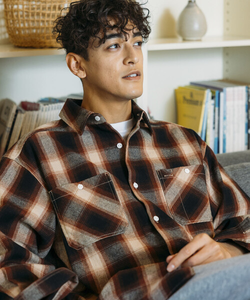 FREAK'S STORE（フリークスストア）の「FREAK'S STORE/フリークスストア チェック フランネル ワークシャツ（シャツ/ブラウス・メンズ・ブラック/ワインレッド/ブラウン・LARGE/MEDIUM）」の3枚目の写真