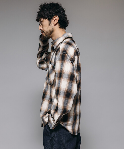 FREAK'S STORE（フリークスストア）の「FREAK'S STORE/フリークスストア チェック フランネル ワークシャツ（シャツ/ブラウス・メンズ・ブラック/ワインレッド/ブラウン・LARGE/MEDIUM）」の8枚目の写真