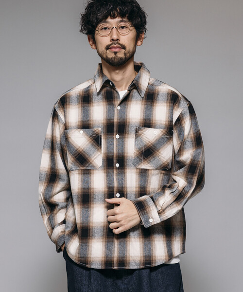 FREAK'S STORE（フリークスストア）の「FREAK'S STORE/フリークスストア チェック フランネル ワークシャツ（シャツ/ブラウス・メンズ・ブラック/ワインレッド/ブラウン・LARGE/MEDIUM）」の6枚目の写真