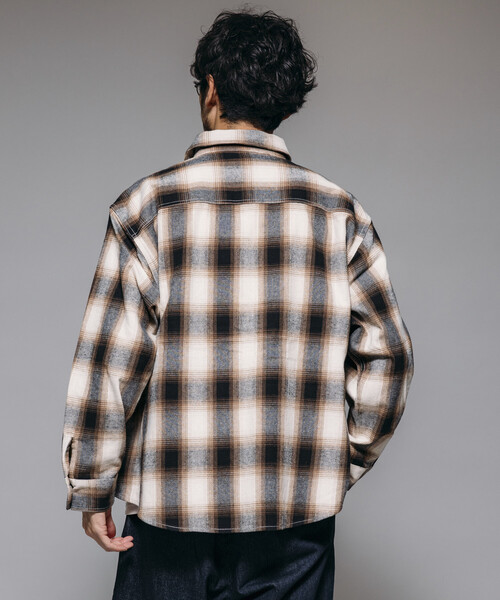 FREAK'S STORE（フリークスストア）の「FREAK'S STORE/フリークスストア チェック フランネル ワークシャツ（シャツ/ブラウス・メンズ・ブラック/ワインレッド/ブラウン・LARGE/MEDIUM）」の4枚目の写真