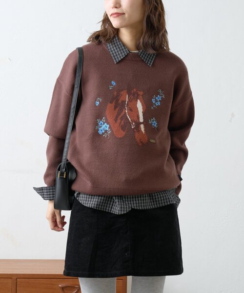 GEVACO（ゲバコ）の「【GEVACO】フラワーホースジャガードニット