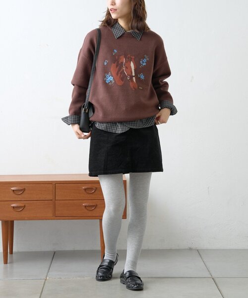 GEVACO（ゲバコ）の「【GEVACO】フラワーホースジャガードニット（ニット/セーター・レディース・ブラウン/レッド・ONE SIZE）」の11枚目の写真