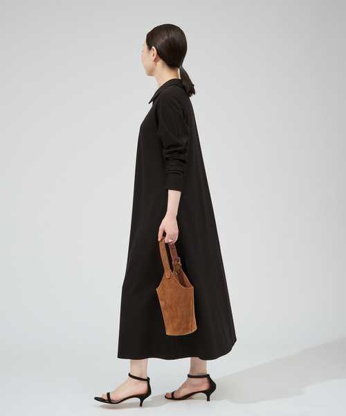 VERMEIL par iena（ヴェルメイユパーイエナ）の「《追加》2WAYロールカラーワンピース（ワンピース・レディース・ネイビー/ブラック・38/36）」の4枚目の写真