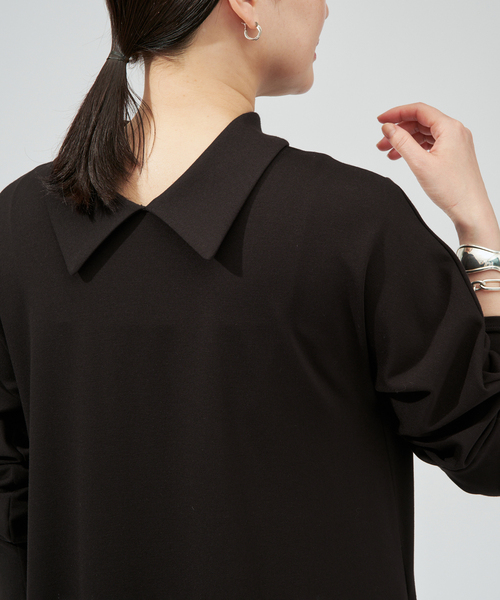 VERMEIL par iena（ヴェルメイユパーイエナ）の「《追加》2WAYロールカラーワンピース（ワンピース・レディース・ネイビー/ブラック・38/36）」の10枚目の写真