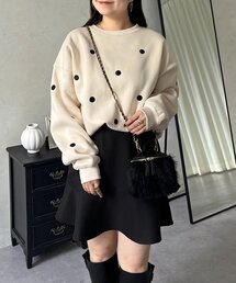 ドット刺繍スウェット